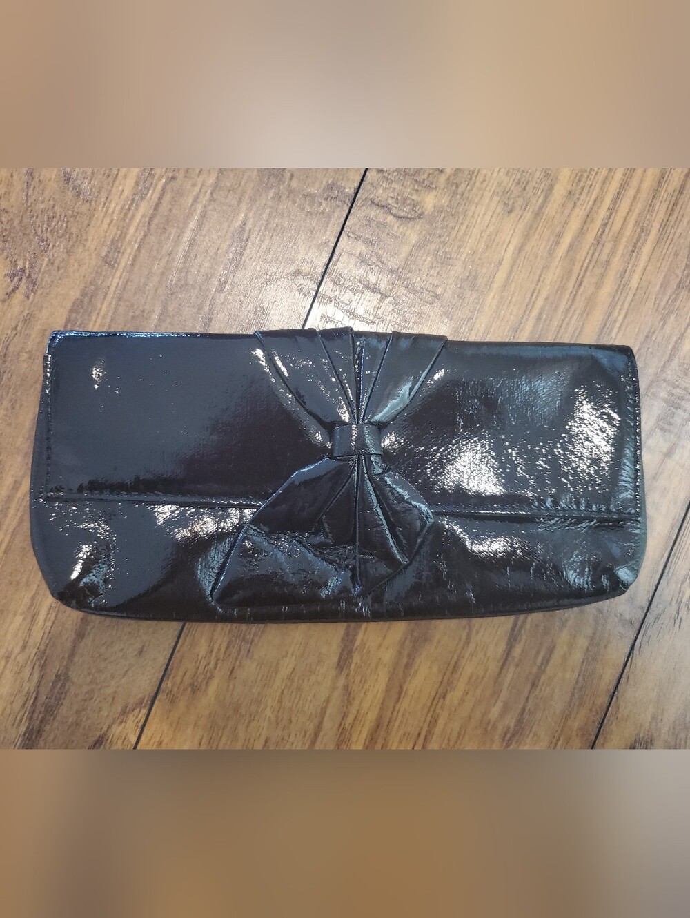 Black Patent Bow Clutch Evening Bag